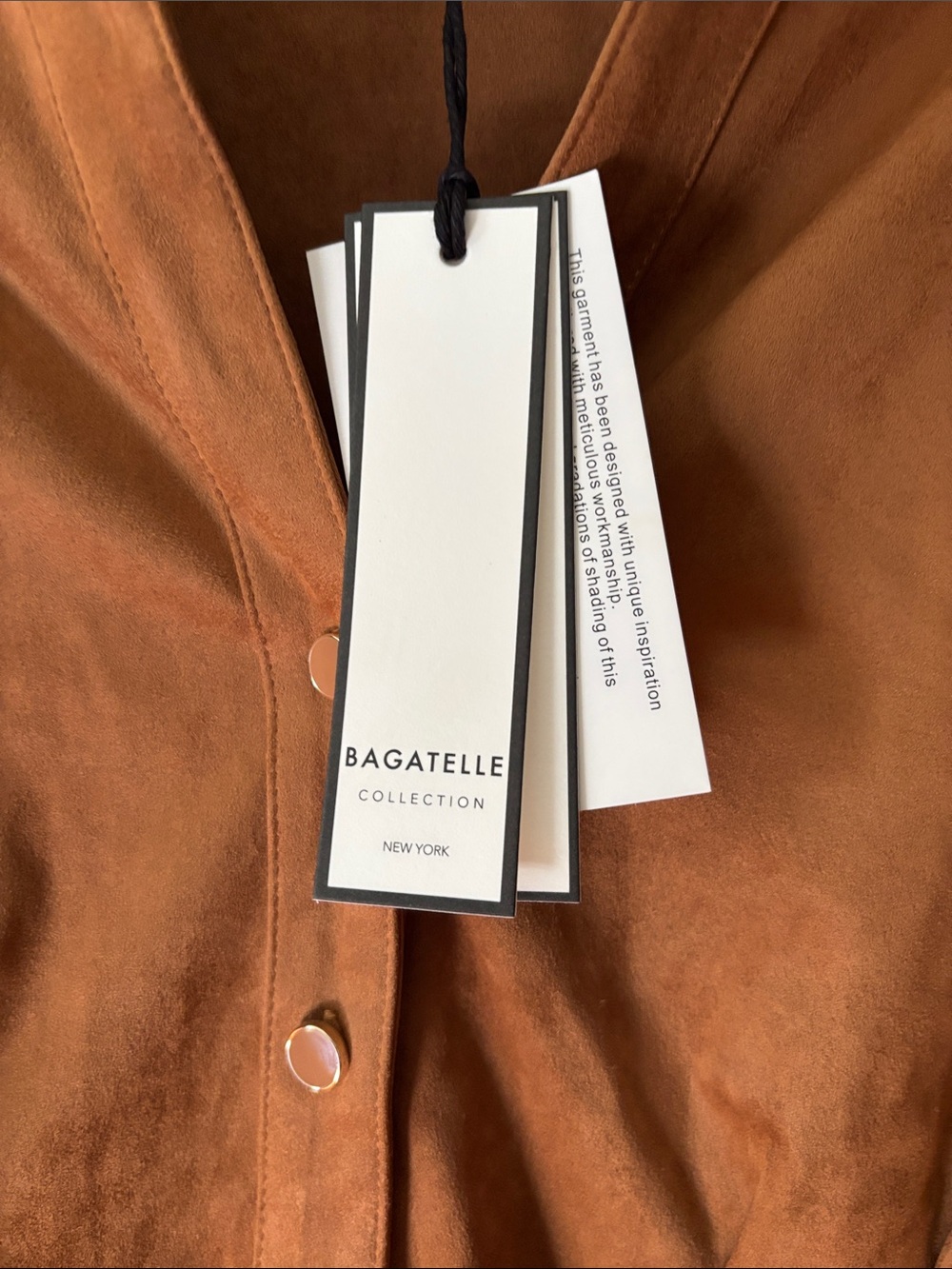 bagatelle Rust Button-Front Puff Sleeve Blouse - Picture 5 of 5